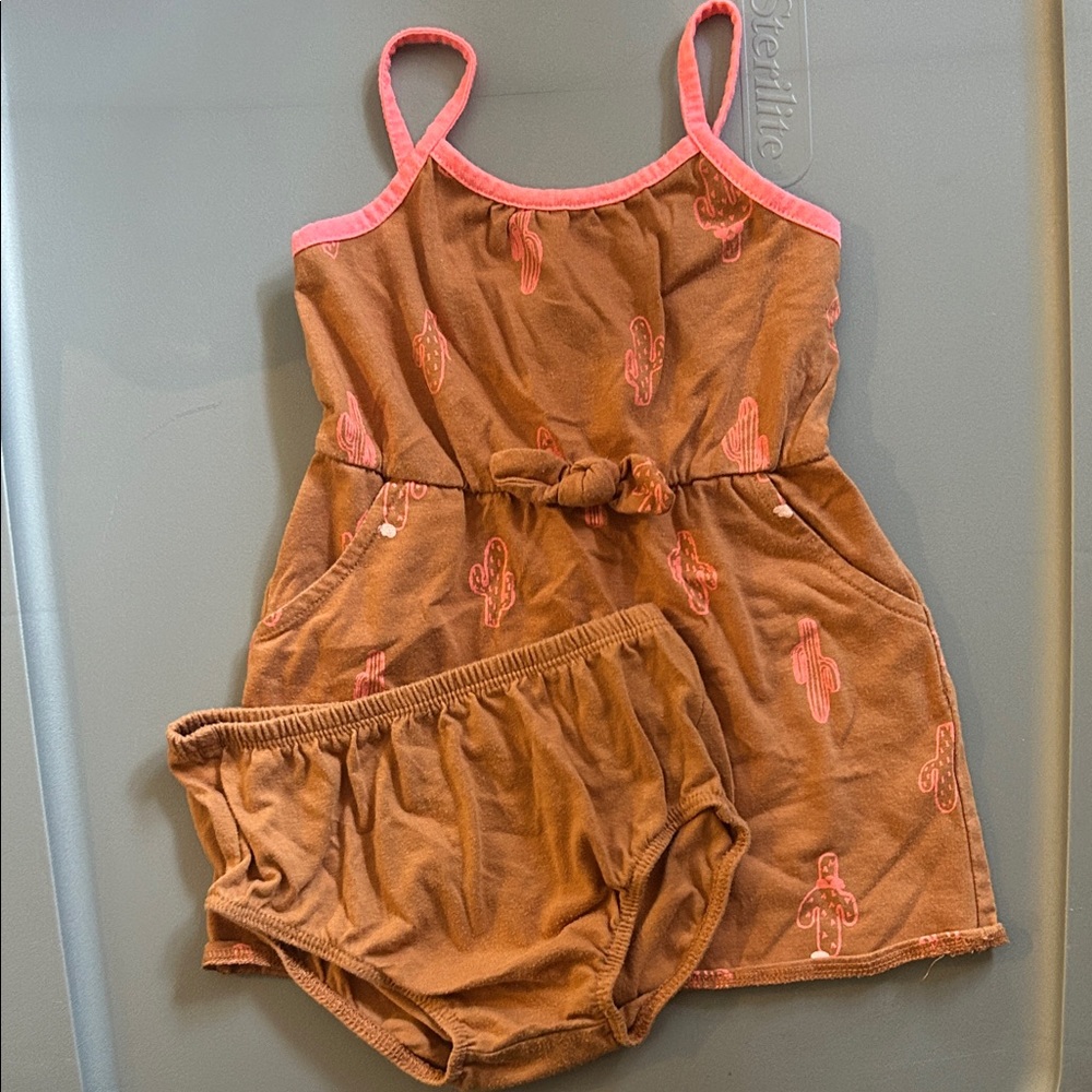 Okie Dokie Brown and Pink Cactus Dress Set